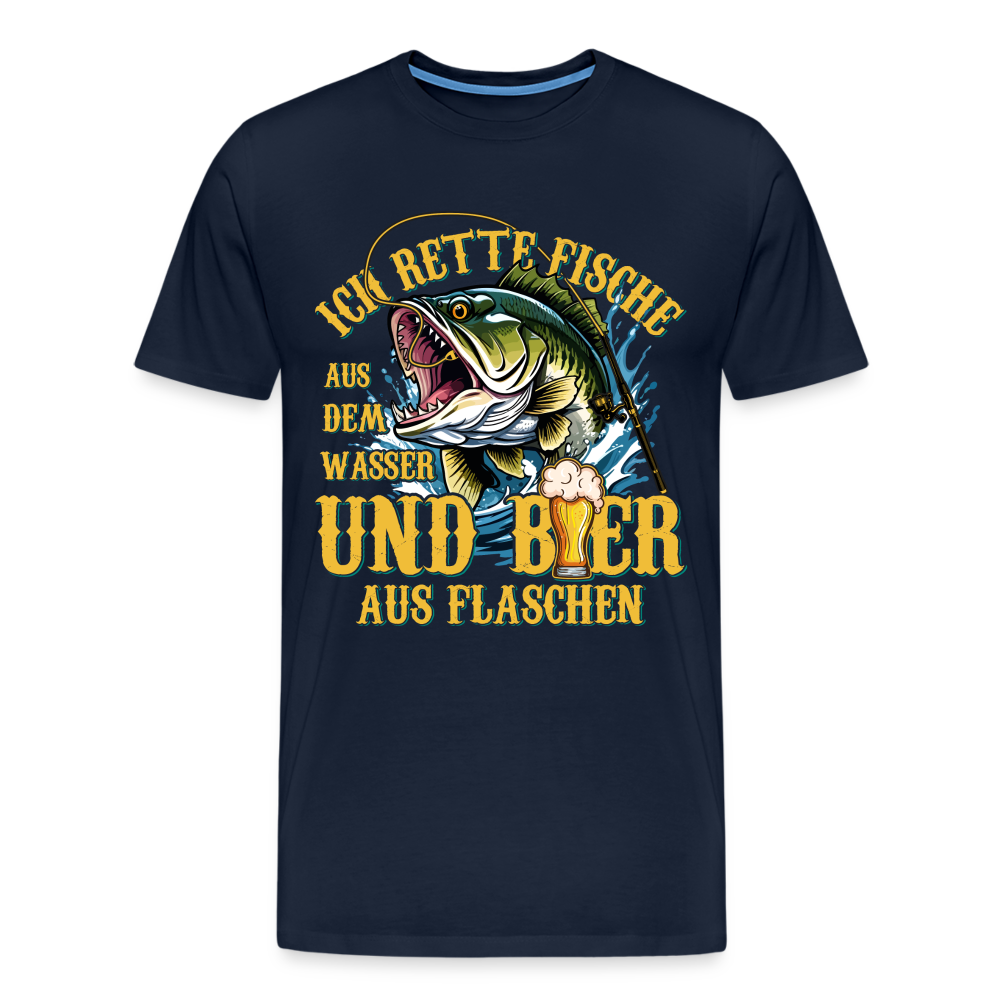 Fische und Bier retten 2 Angeln lustiges Premium T-Shirt Herren - Navy