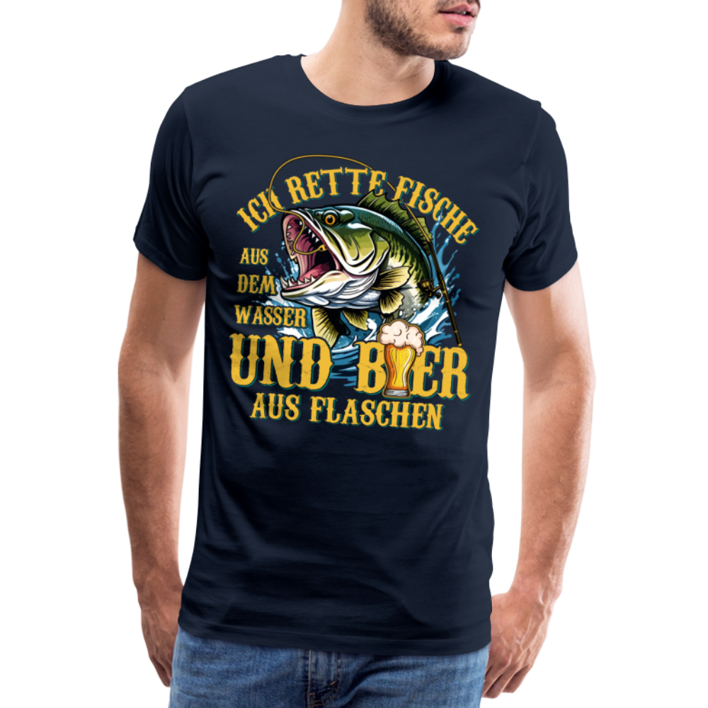 Fische und Bier retten 2 Angeln lustiges Premium T-Shirt Herren - Navy