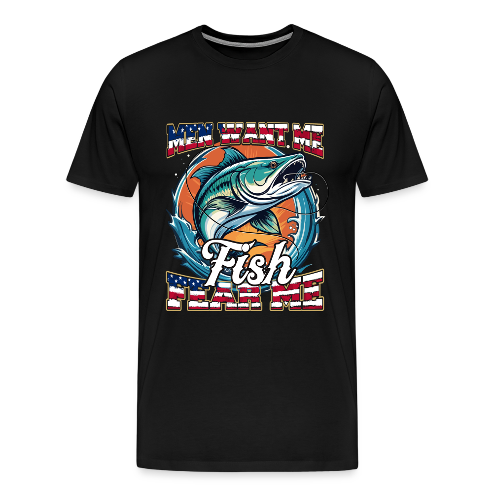 Fish fear me Angeln lustiges Premium T-Shirt Herren - Schwarz