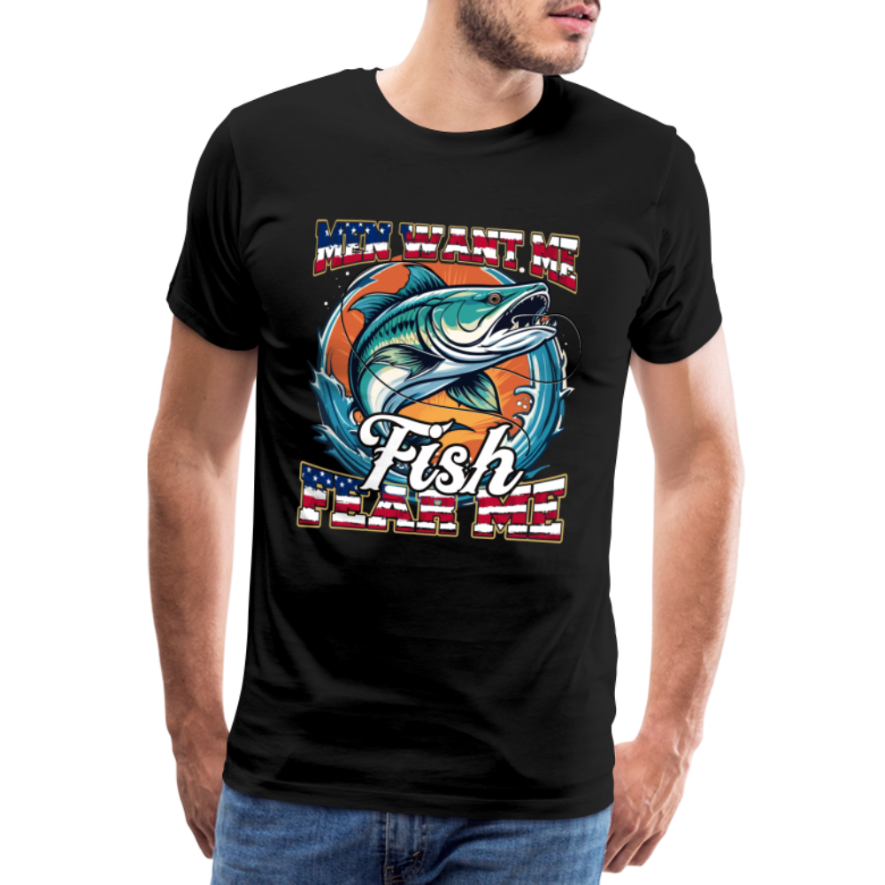 Fish fear me Angeln lustiges Premium T-Shirt Herren - Schwarz