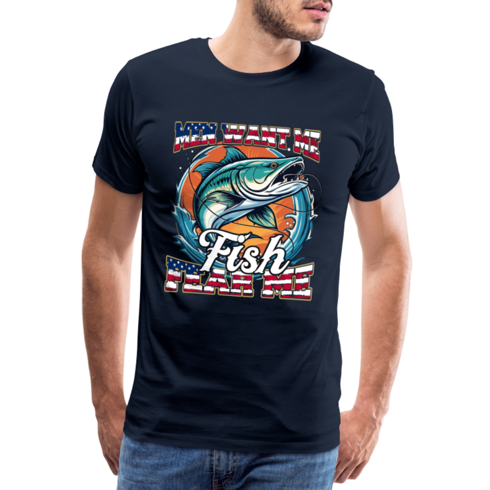 Fish fear me Angeln lustiges Premium T-Shirt Herren - Navy