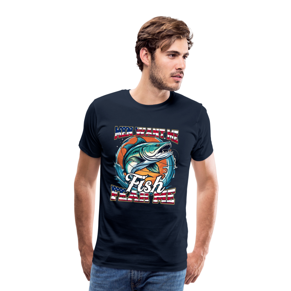 Fish fear me Angeln lustiges Premium T-Shirt Herren - Navy
