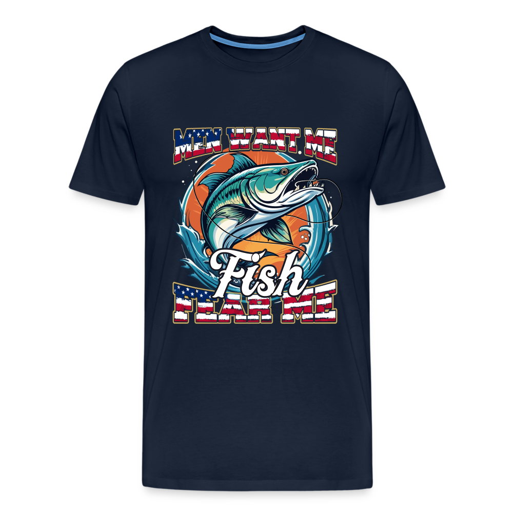 Fish fear me Angeln lustiges Premium T-Shirt Herren - Navy