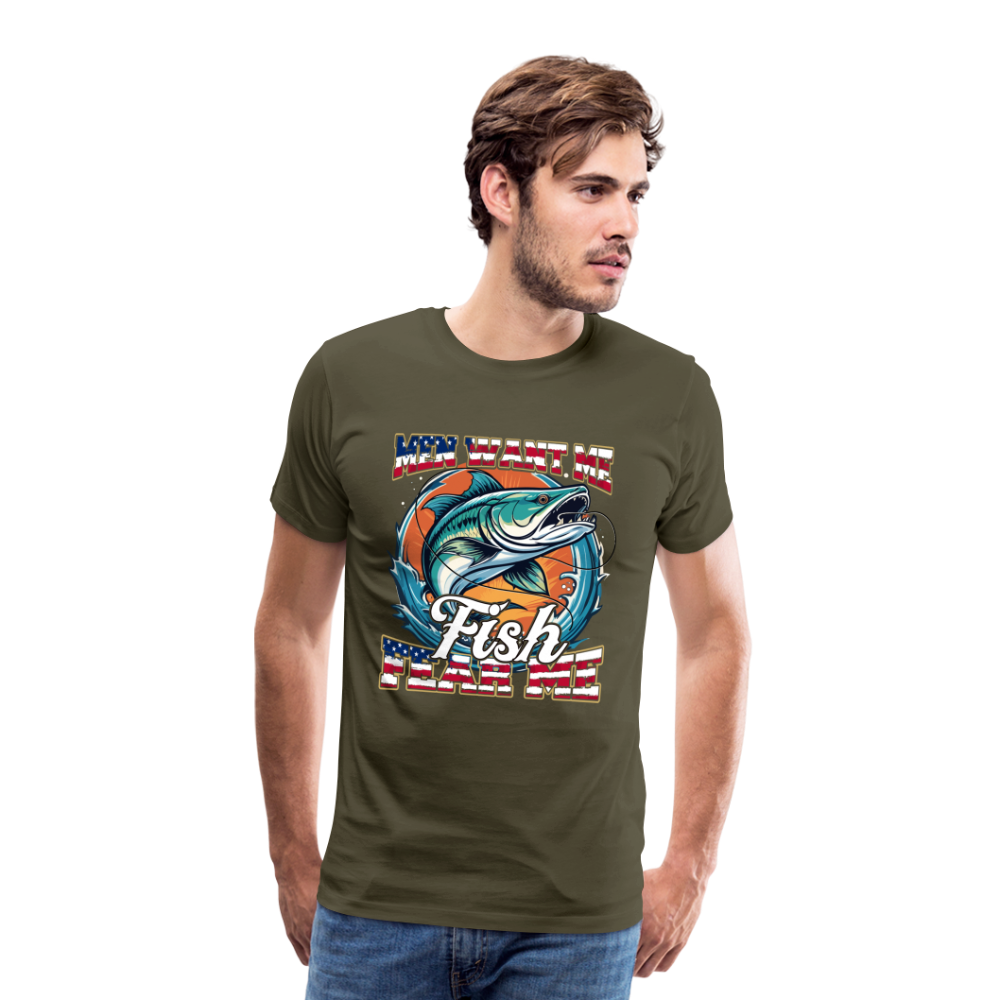 Fish fear me Angeln lustiges Premium T-Shirt Herren - Khaki