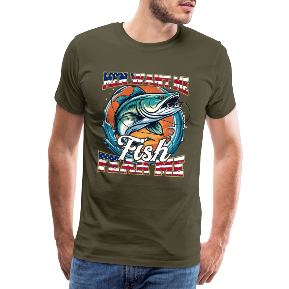 Fish fear me Angeln lustiges Premium T-Shirt Herren - Khaki