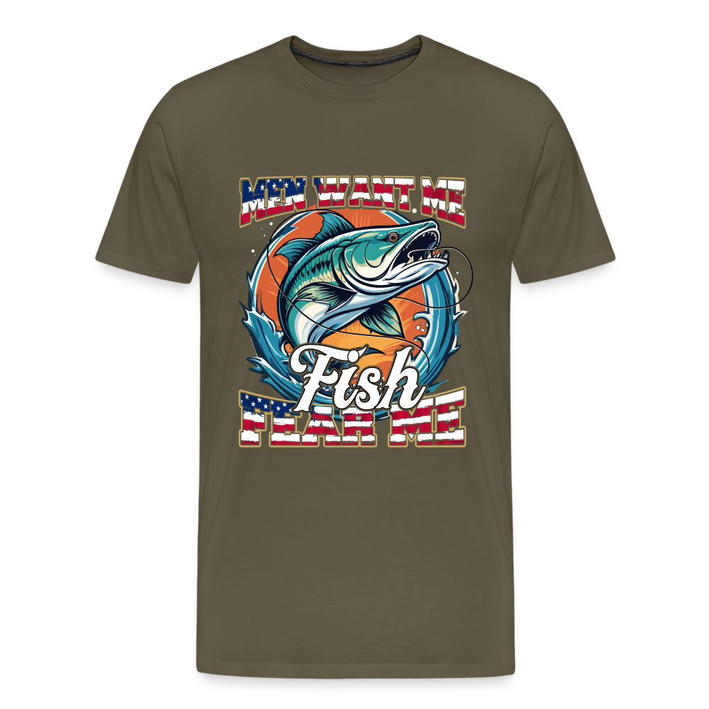 Fish fear me Angeln lustiges Premium T-Shirt Herren - Khaki