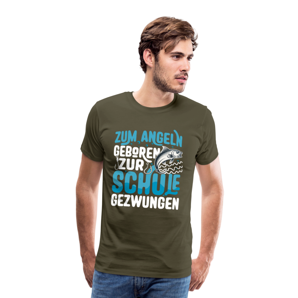 zum Angeln geboren zur Schule gezwungen lustiges Premium T-Shirt Herren - Khaki