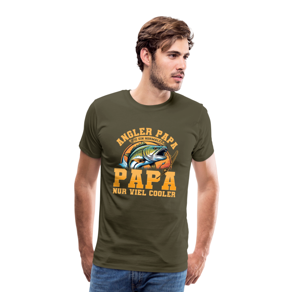 Angler Papa lustiges Premium T-Shirt Herren - Khaki