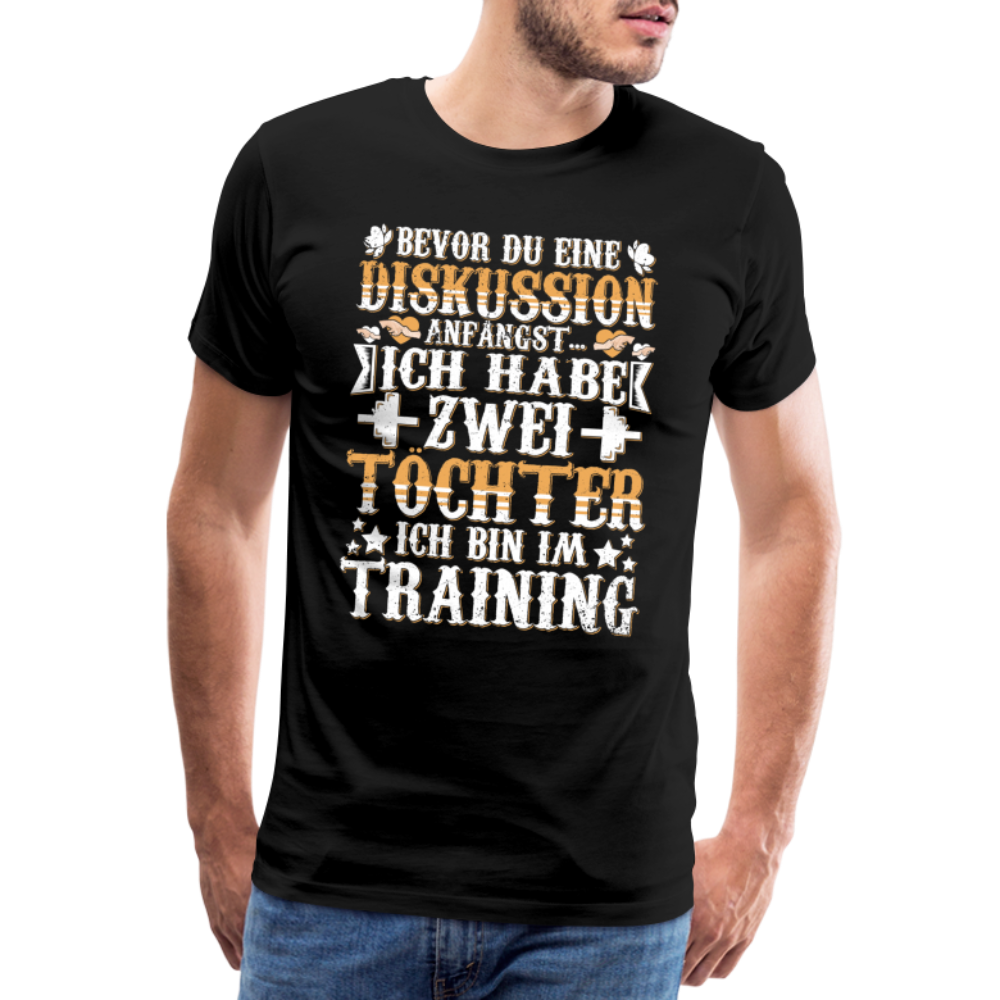 2 Töchter Papa lustiges Premium T-Shirt Herren - Schwarz