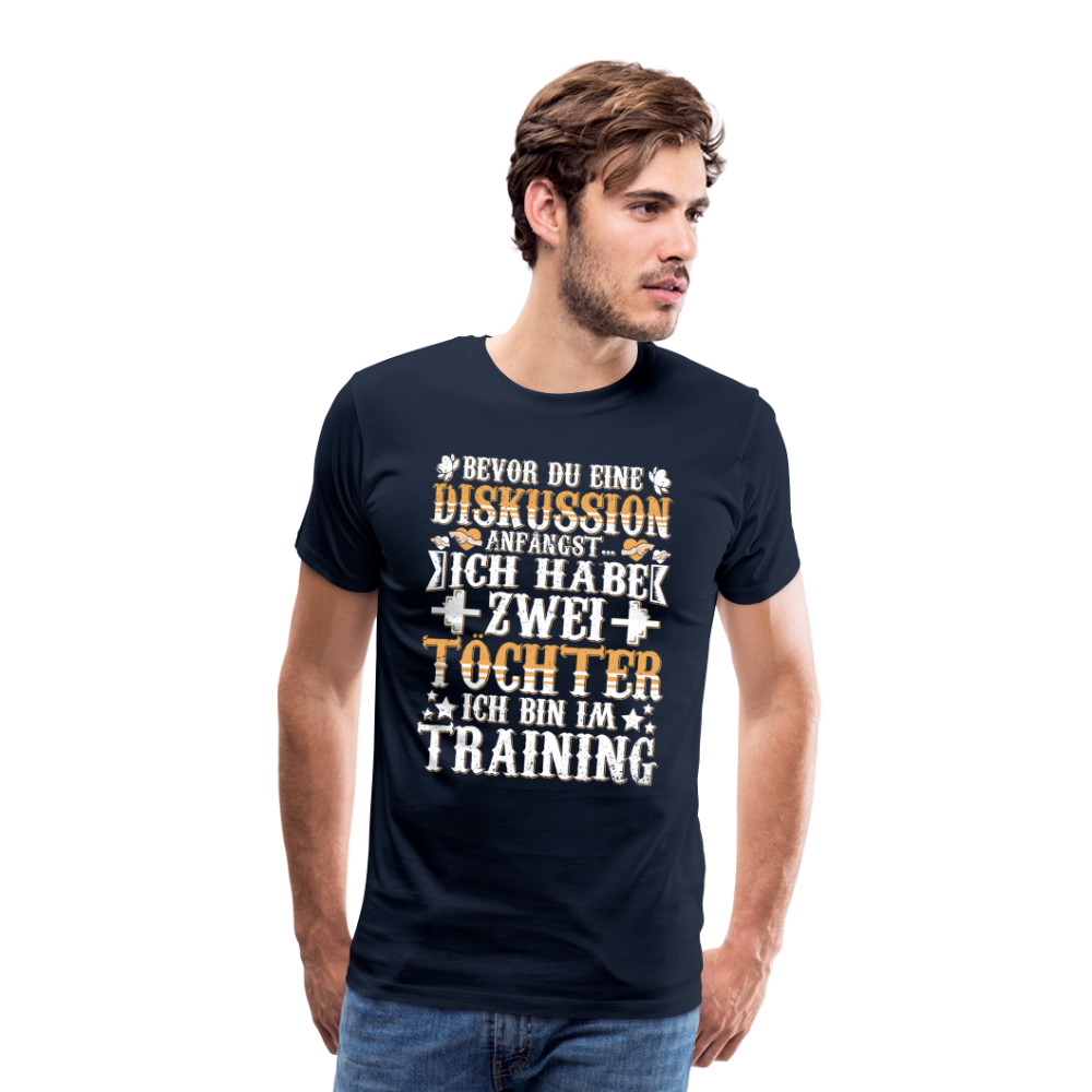2 Töchter Papa lustiges Premium T-Shirt Herren - Navy