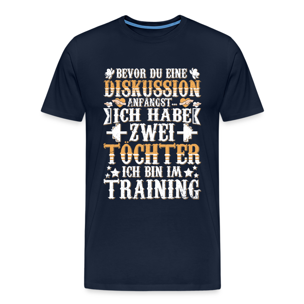 2 Töchter Papa lustiges Premium T-Shirt Herren - Navy