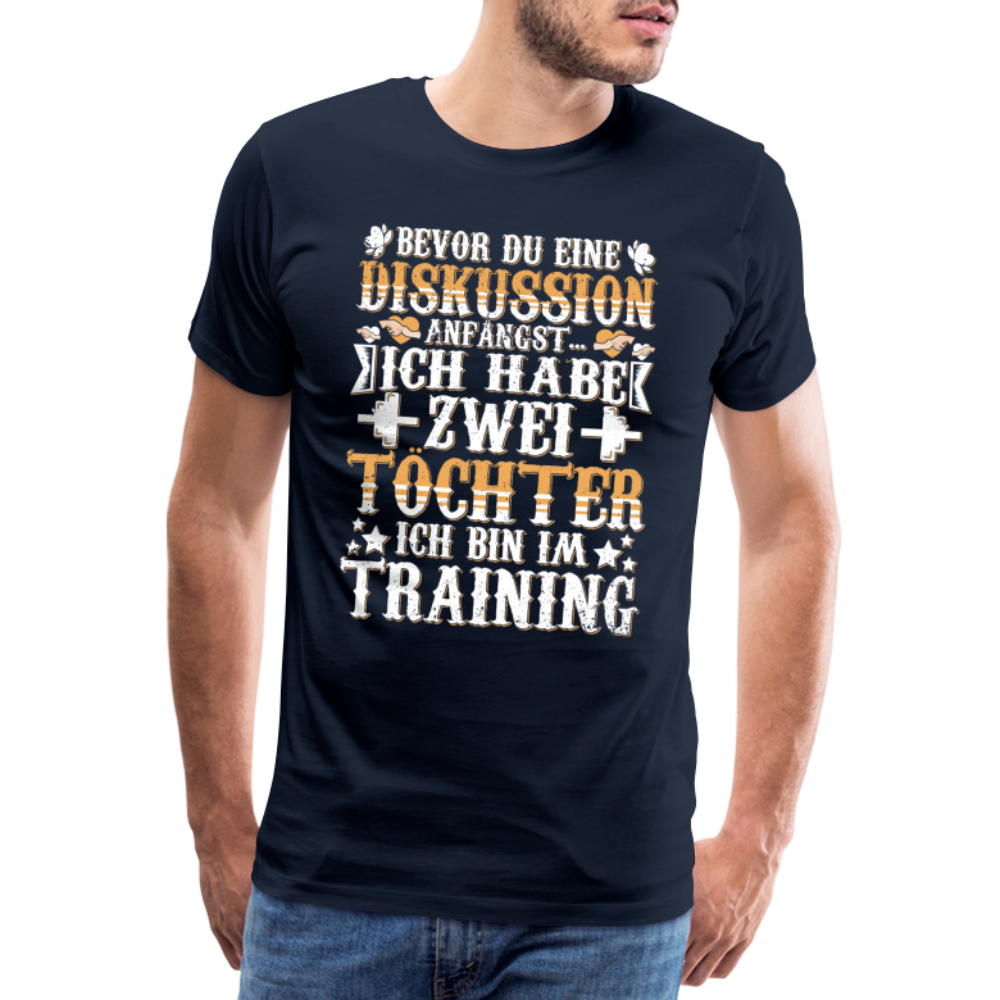 2 Töchter Papa lustiges Premium T-Shirt Herren - Navy
