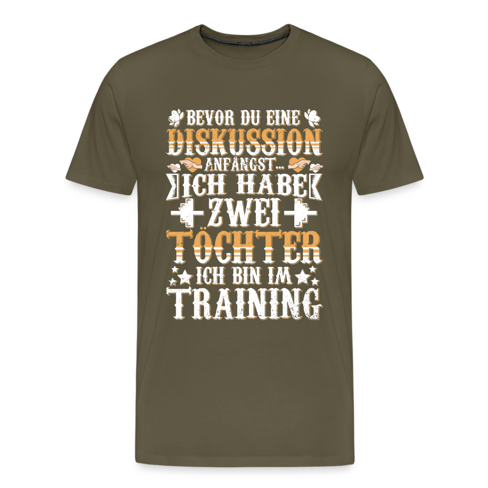 2 Töchter Papa lustiges Premium T-Shirt Herren - Khaki