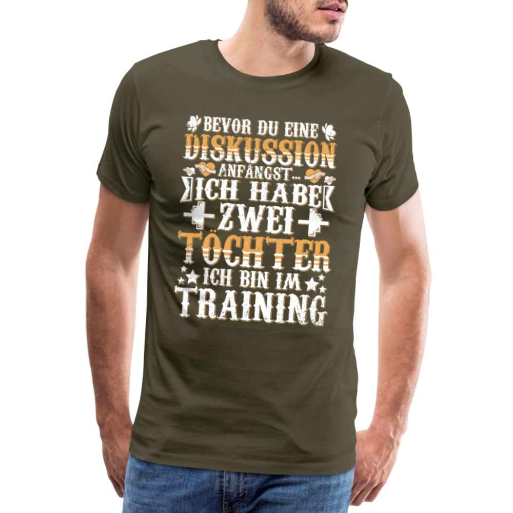 2 Töchter Papa lustiges Premium T-Shirt Herren - Khaki
