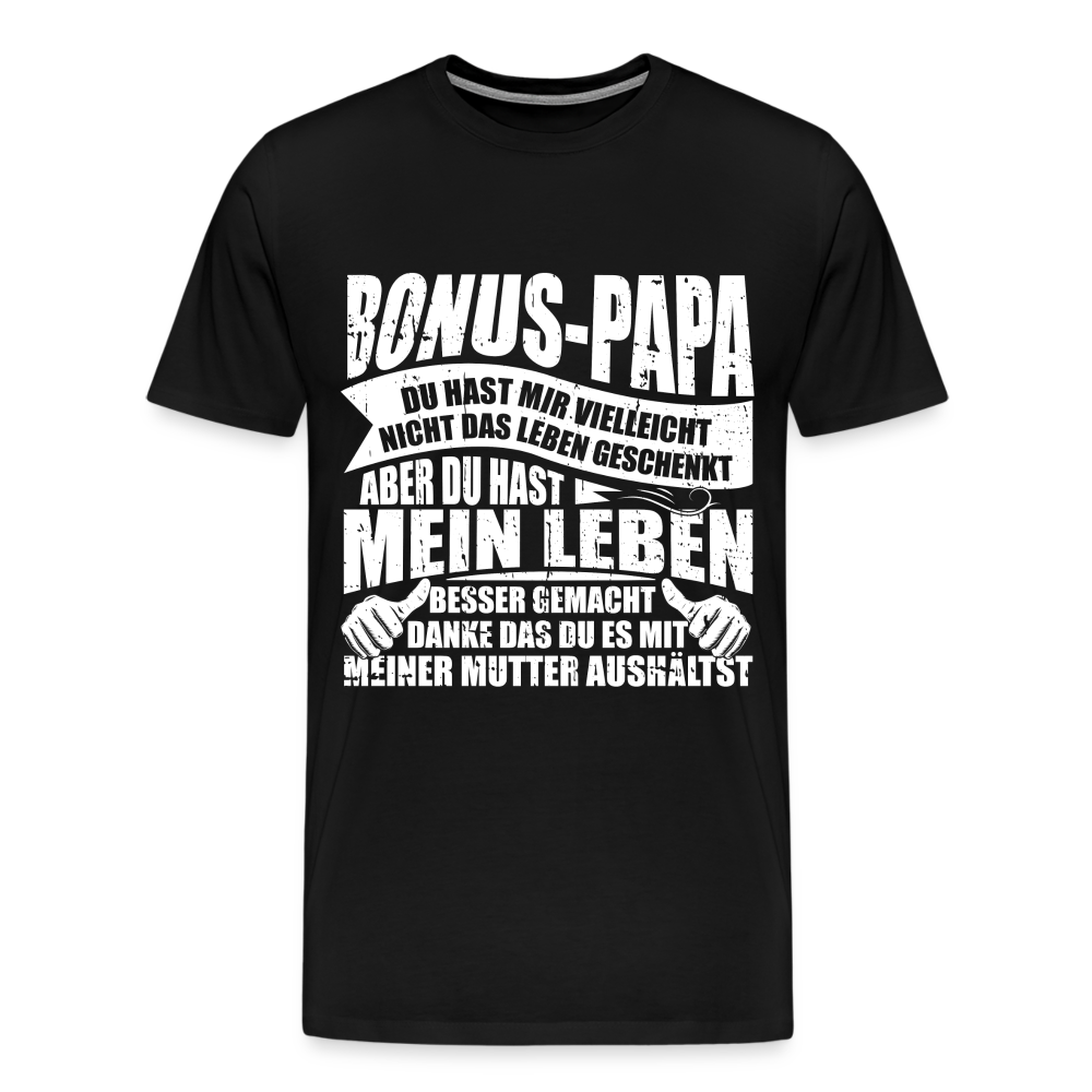 Bonus Papa Danke lustiges Premium T-Shirt Herren - Schwarz