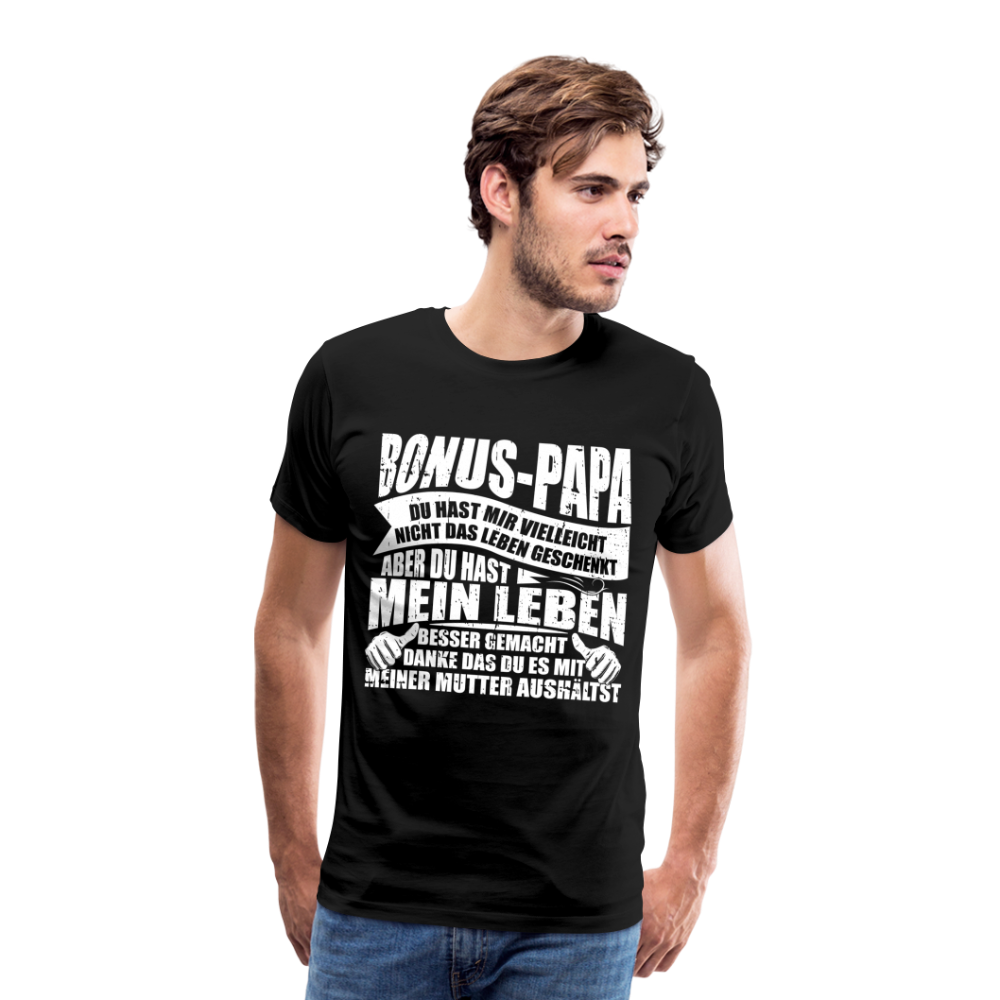 Bonus Papa Danke lustiges Premium T-Shirt Herren - Schwarz