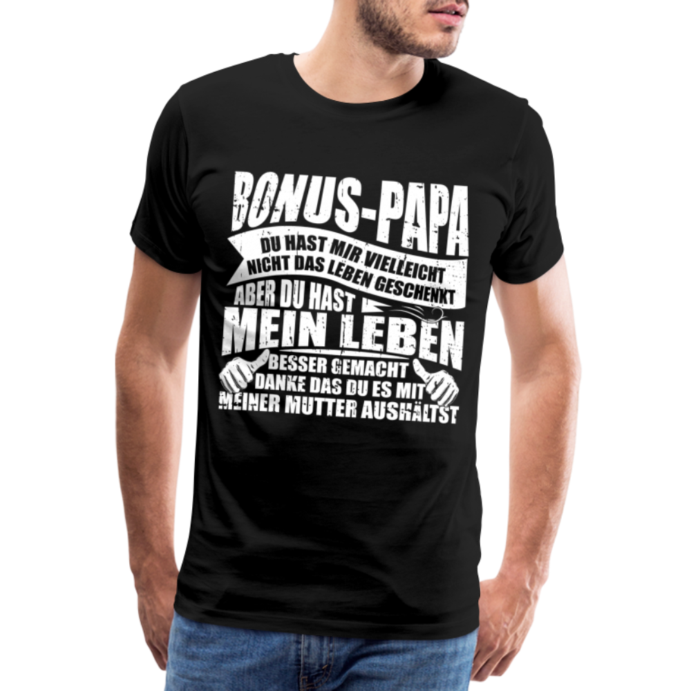 Bonus Papa Danke lustiges Premium T-Shirt Herren - Schwarz