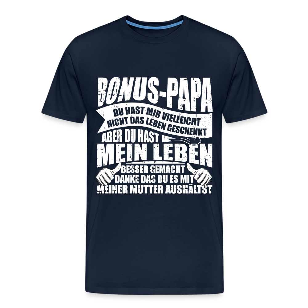 Bonus Papa Danke lustiges Premium T-Shirt Herren - Navy