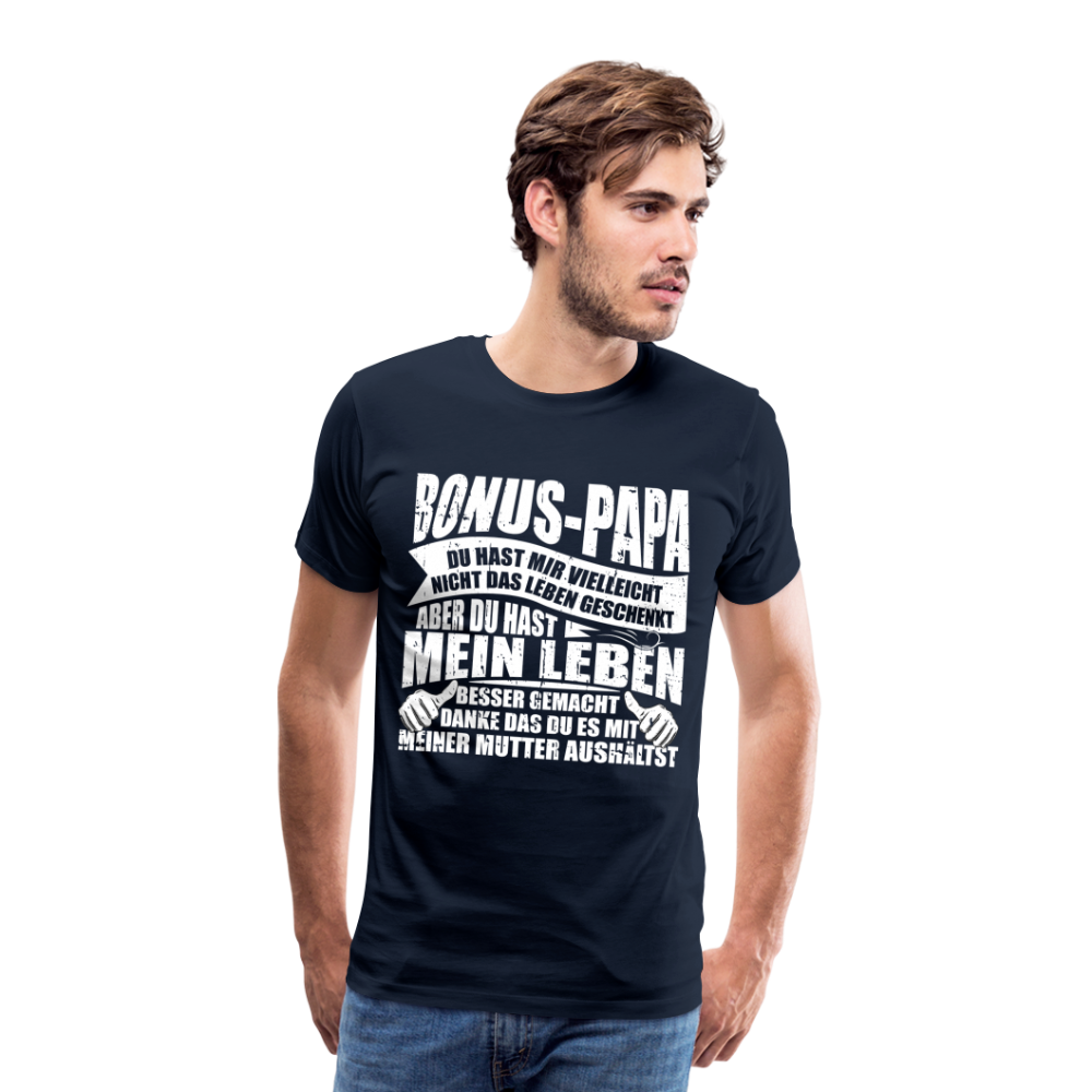 Bonus Papa Danke lustiges Premium T-Shirt Herren - Navy