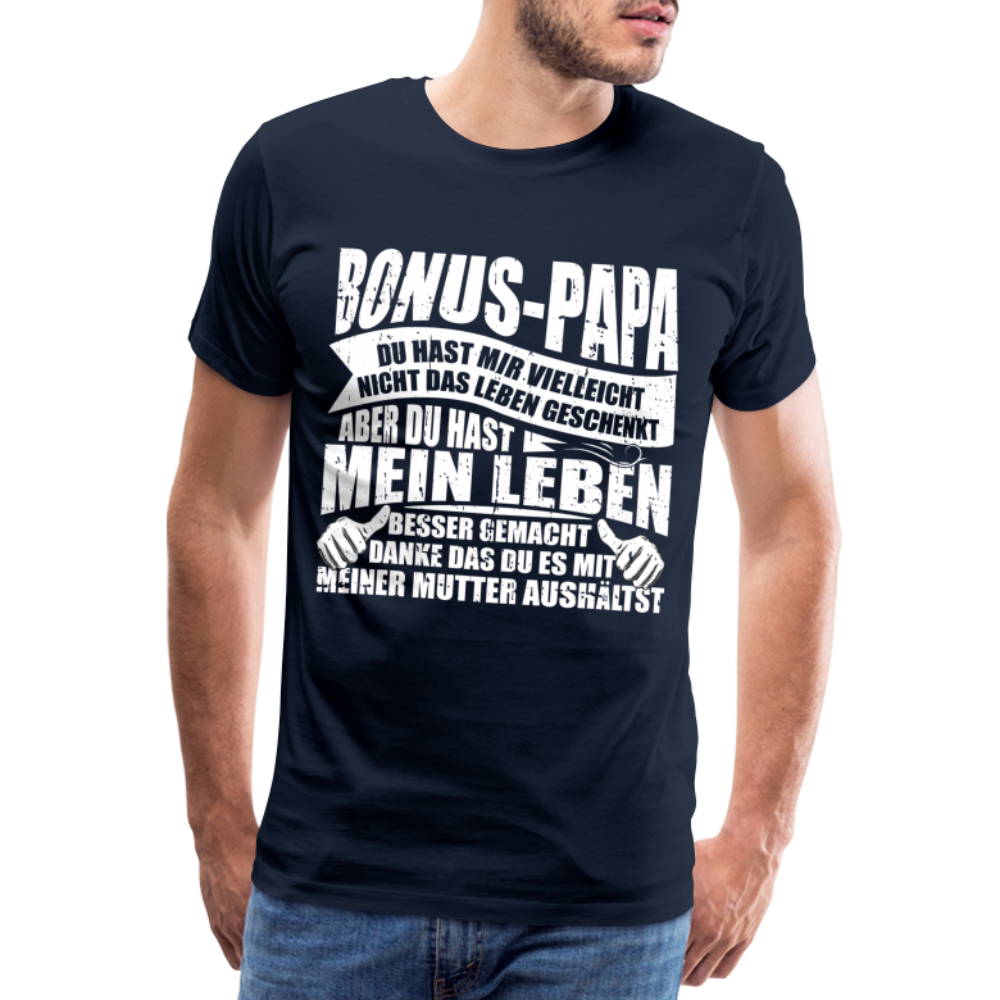 Bonus Papa Danke lustiges Premium T-Shirt Herren - Navy