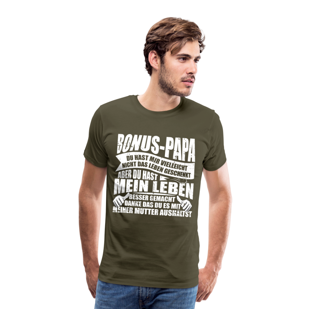 Bonus Papa Danke lustiges Premium T-Shirt Herren - Khaki