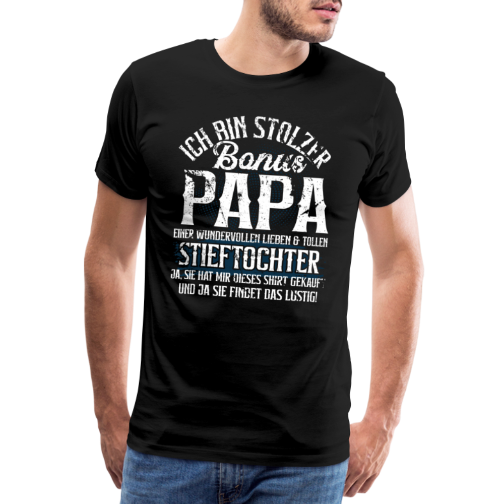 Bonus Papa Stieftochter Danke lustiges Premium T-Shirt Herren - Schwarz