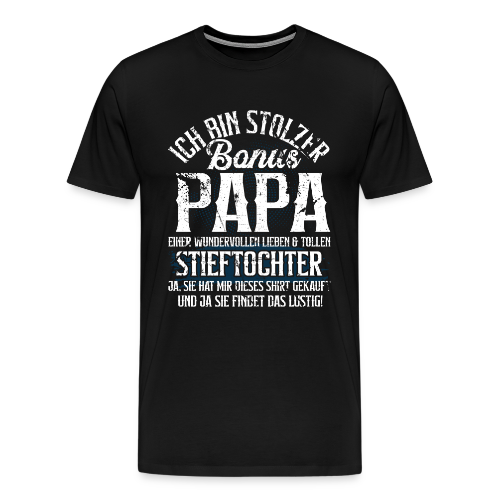 Bonus Papa Stieftochter Danke lustiges Premium T-Shirt Herren - Schwarz
