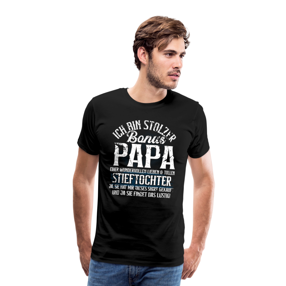 Bonus Papa Stieftochter Danke lustiges Premium T-Shirt Herren - Schwarz