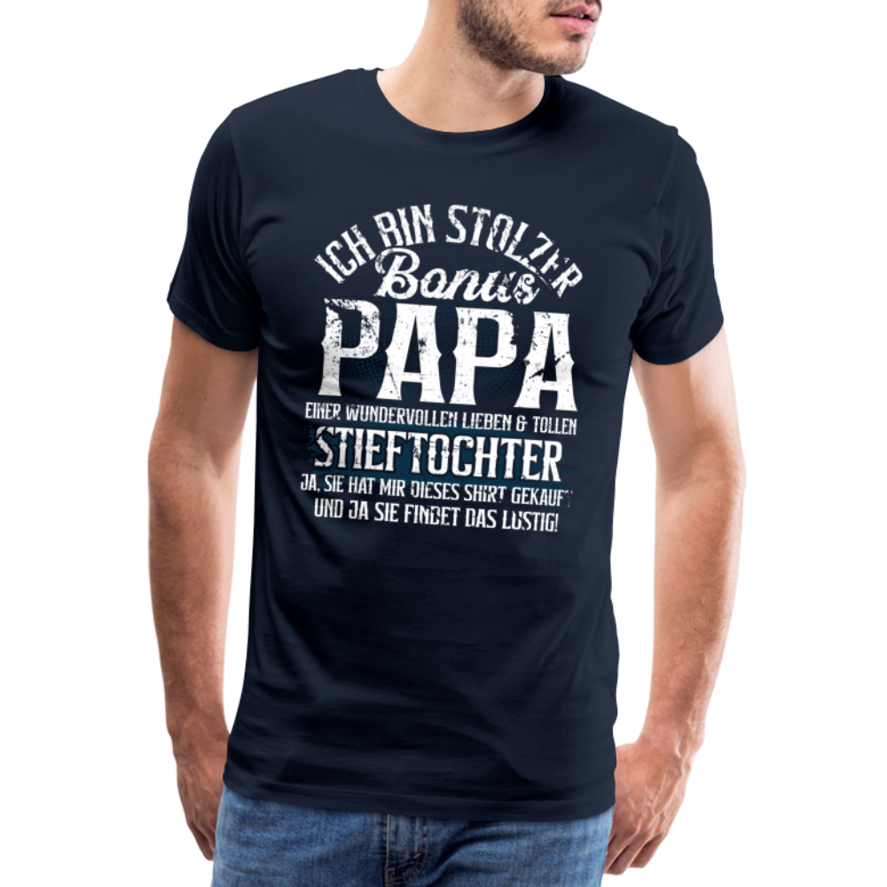 Bonus Papa Stieftochter Danke lustiges Premium T-Shirt Herren - Navy