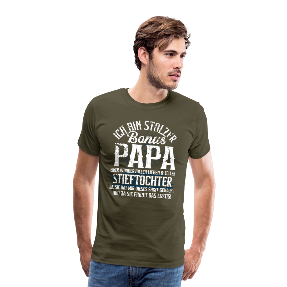 Bonus Papa Stieftochter Danke lustiges Premium T-Shirt Herren - Khaki