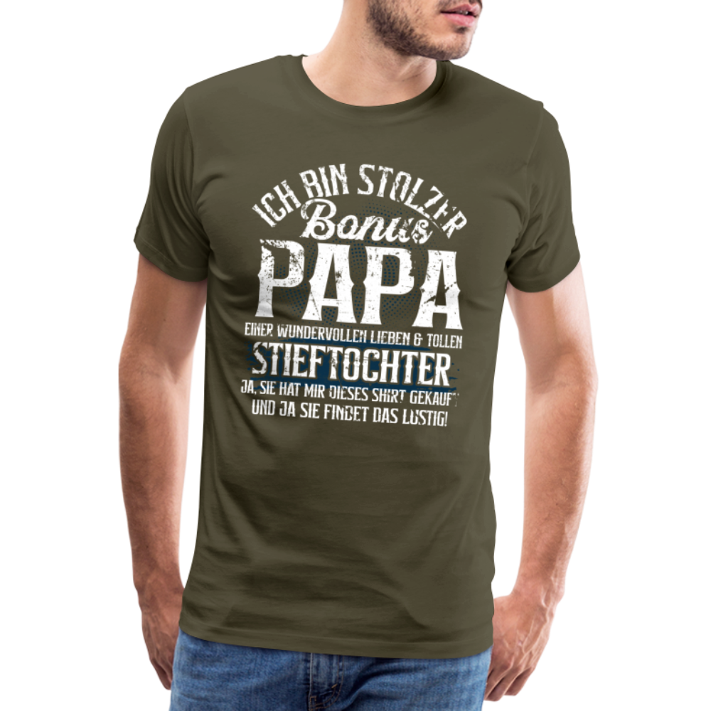Bonus Papa Stieftochter Danke lustiges Premium T-Shirt Herren - Khaki