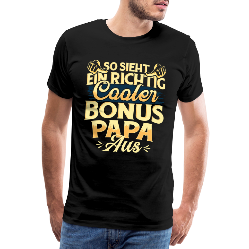 Cooler Bonus Papa lustiges Premium T-Shirt Herren - Schwarz
