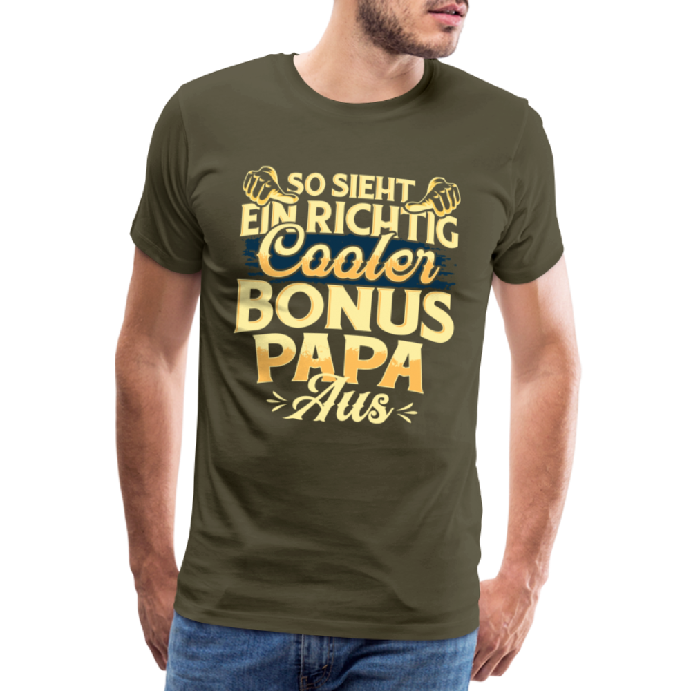 Cooler Bonus Papa lustiges Premium T-Shirt Herren - Khaki