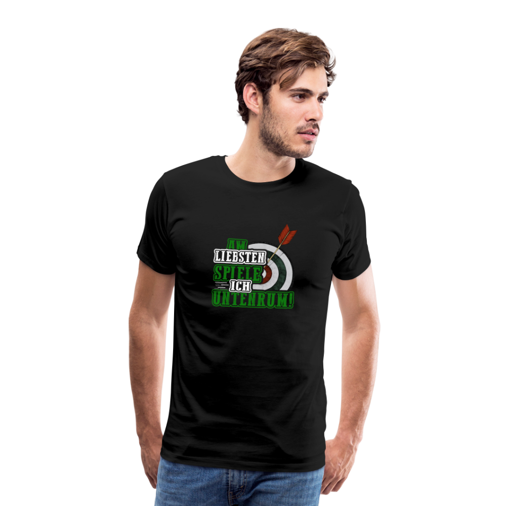 Untenrum spielen lustiges Dart Premium T-Shirt Herren - Schwarz