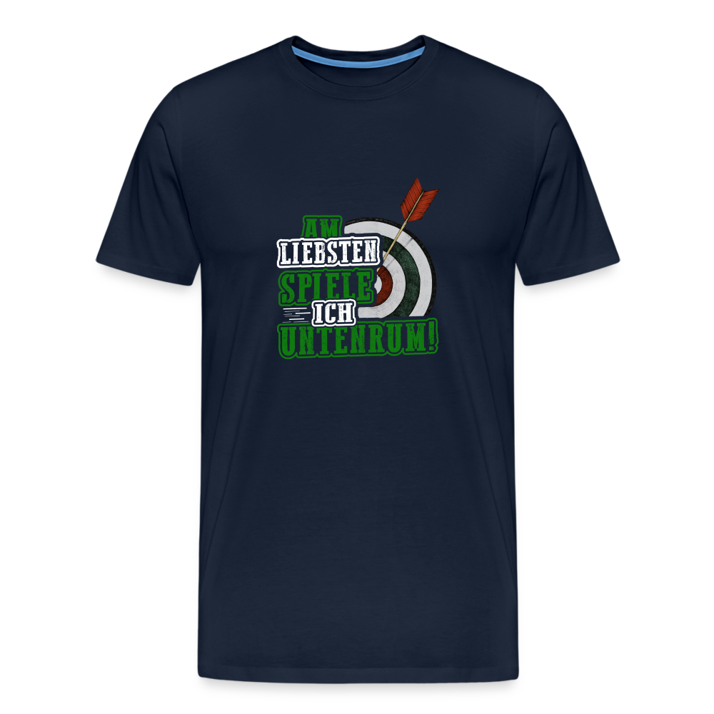 Untenrum spielen lustiges Dart Premium T-Shirt Herren - Navy