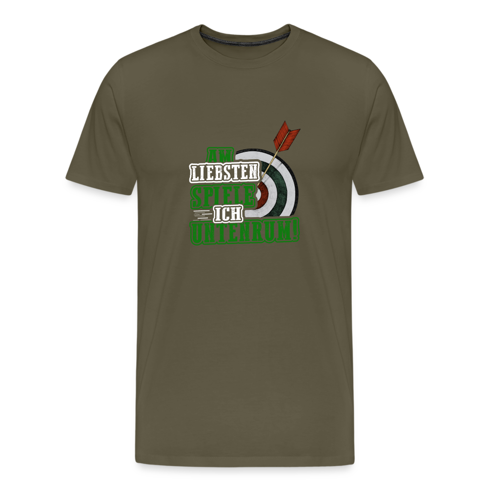 Untenrum spielen lustiges Dart Premium T-Shirt Herren - Khaki