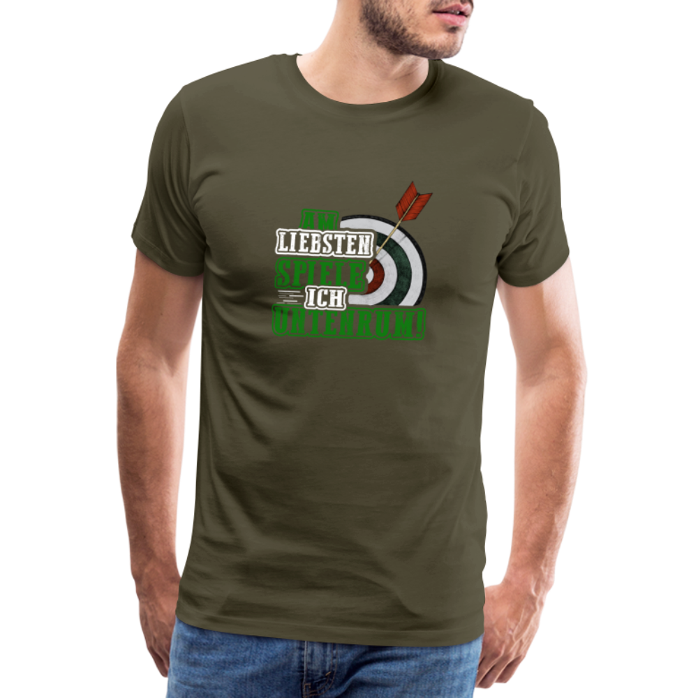 Untenrum spielen lustiges Dart Premium T-Shirt Herren - Khaki