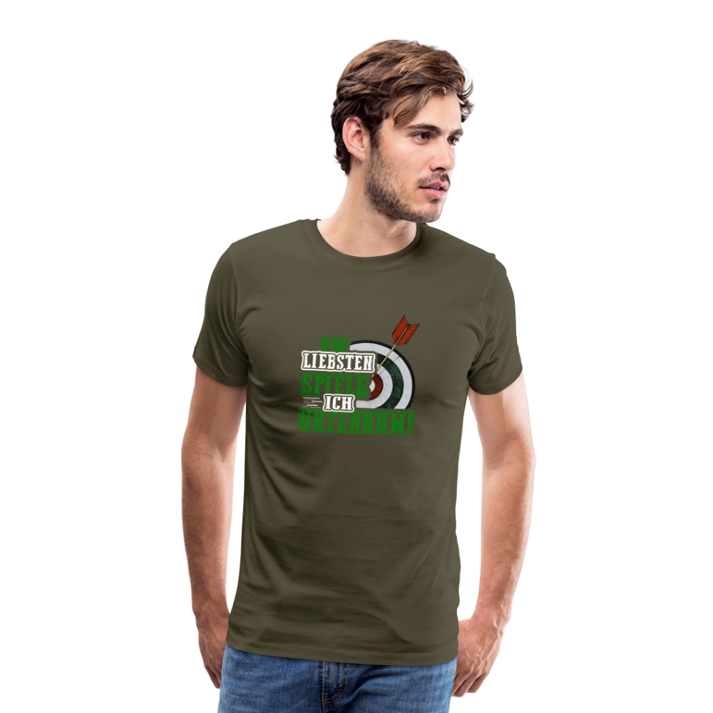 Untenrum spielen lustiges Dart Premium T-Shirt Herren - Khaki