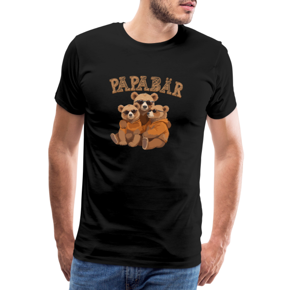 Papabär lustiges Papa Premium T-Shirt Herren - Schwarz