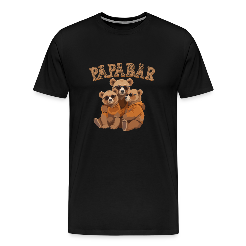 Papabär lustiges Papa Premium T-Shirt Herren - Schwarz