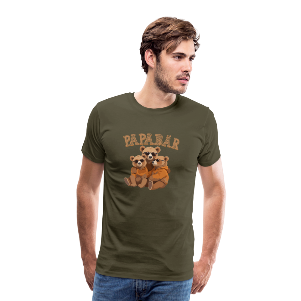 Papabär lustiges Papa Premium T-Shirt Herren - Khaki
