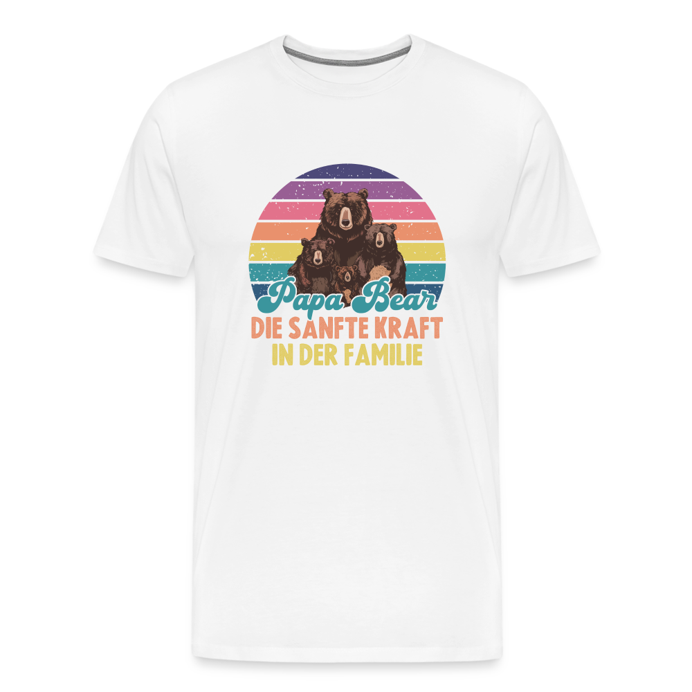 Papabär Kraft der Familie lustiges Papa Premium T-Shirt Herren - Weiß