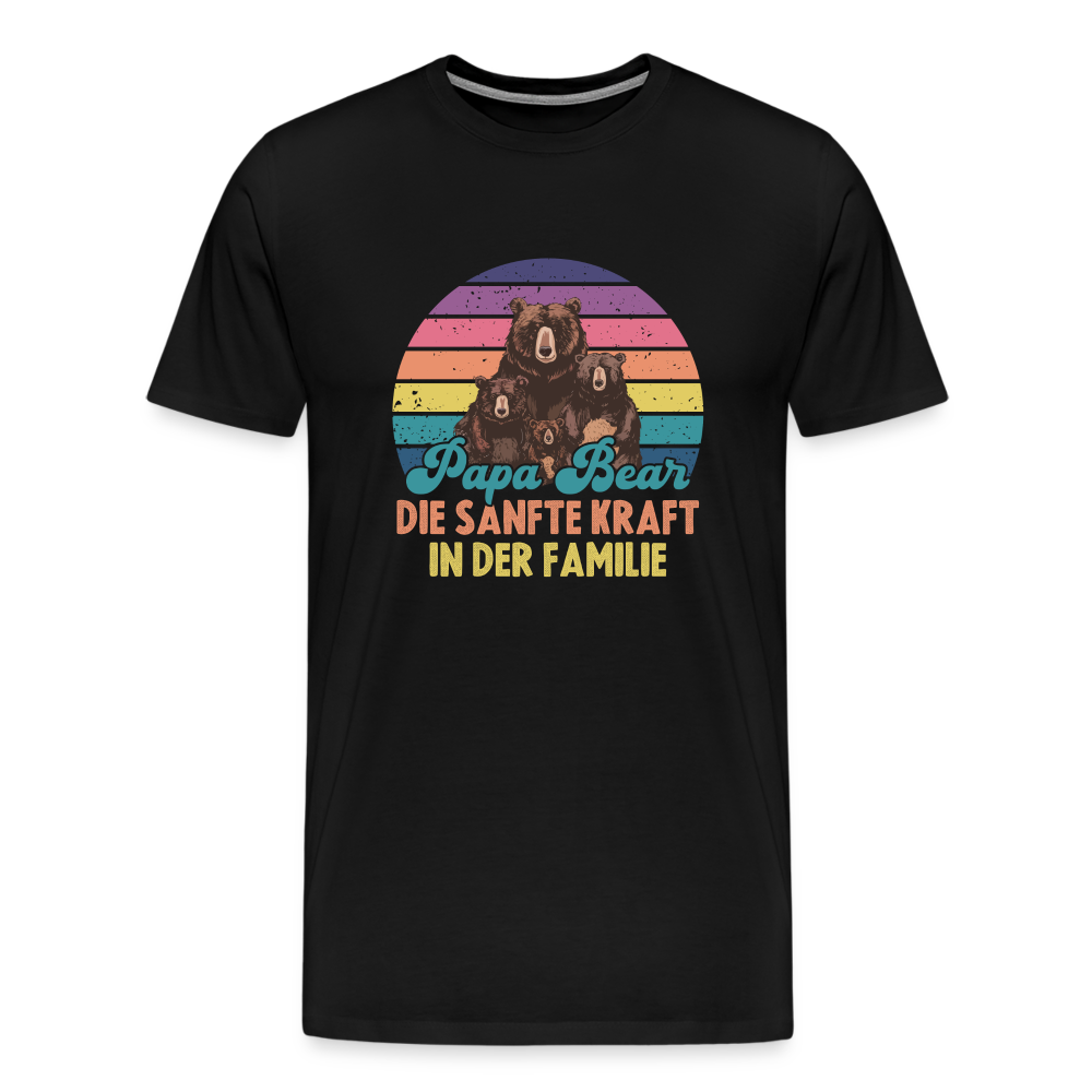 Papabär Kraft der Familie lustiges Papa Premium T-Shirt Herren - Schwarz