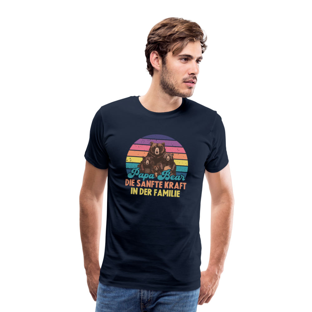 Papabär Kraft der Familie lustiges Papa Premium T-Shirt Herren - Navy