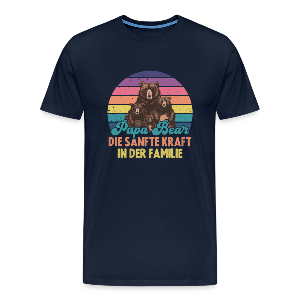 Papabär Kraft der Familie lustiges Papa Premium T-Shirt Herren - Navy