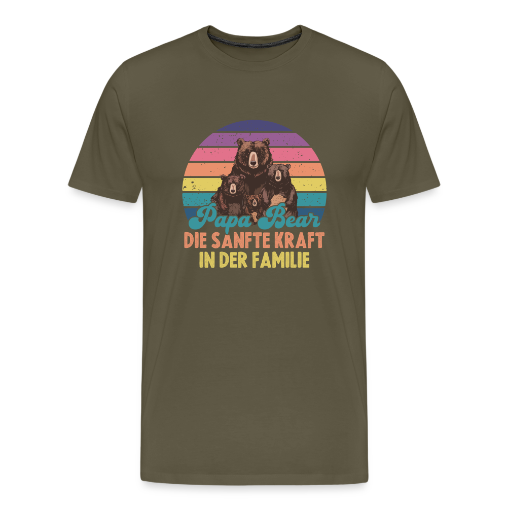 Papabär Kraft der Familie lustiges Papa Premium T-Shirt Herren - Khaki