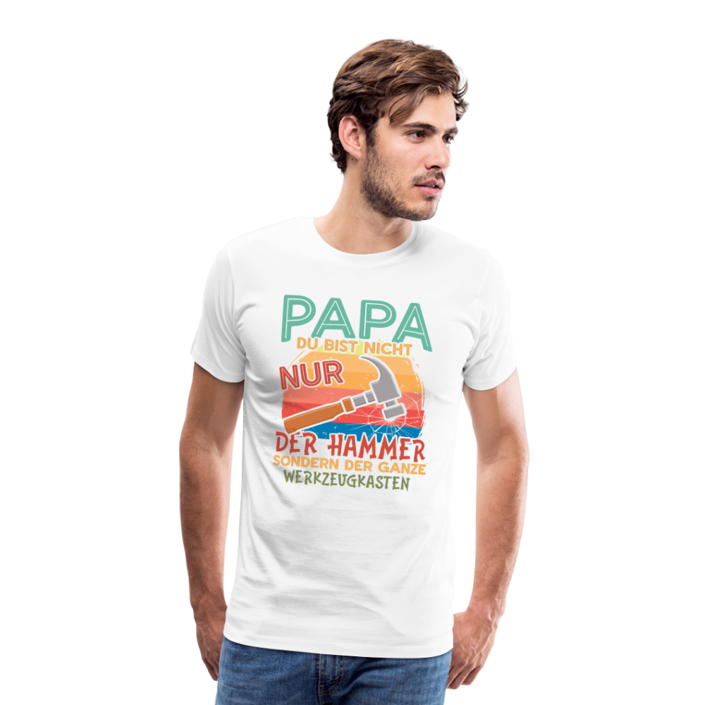 Papa der Hammer lustiges Premium T-Shirt Herren - Weiß