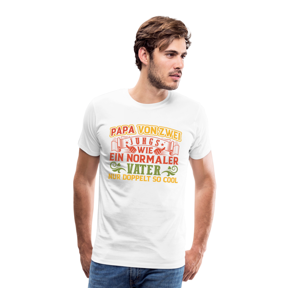 Papa von 2 Jungs lustiges Premium T-Shirt Herren - Weiß