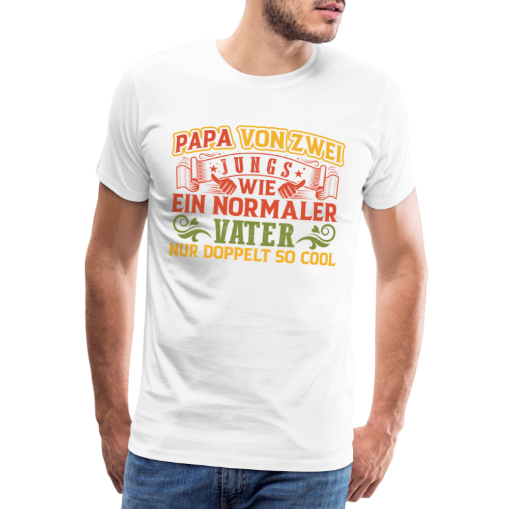 Papa von 2 Jungs lustiges Premium T-Shirt Herren - Weiß