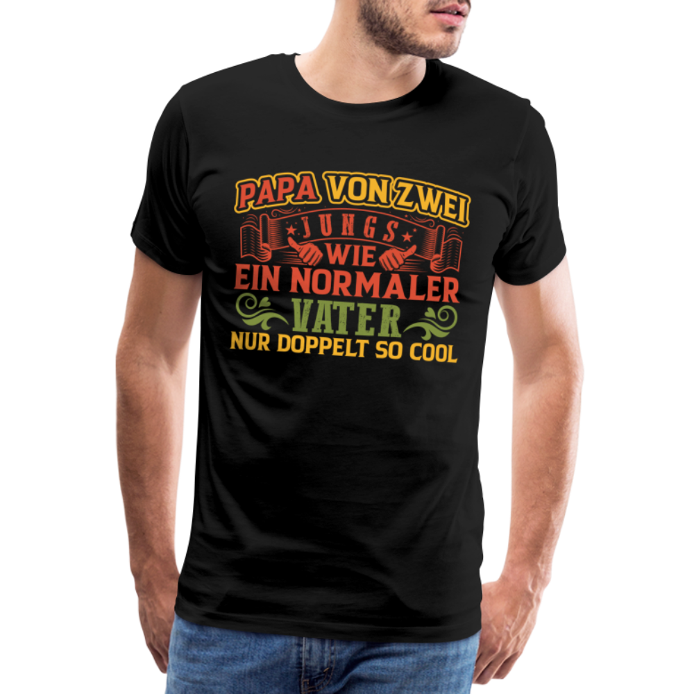 Papa von 2 Jungs lustiges Premium T-Shirt Herren - Schwarz